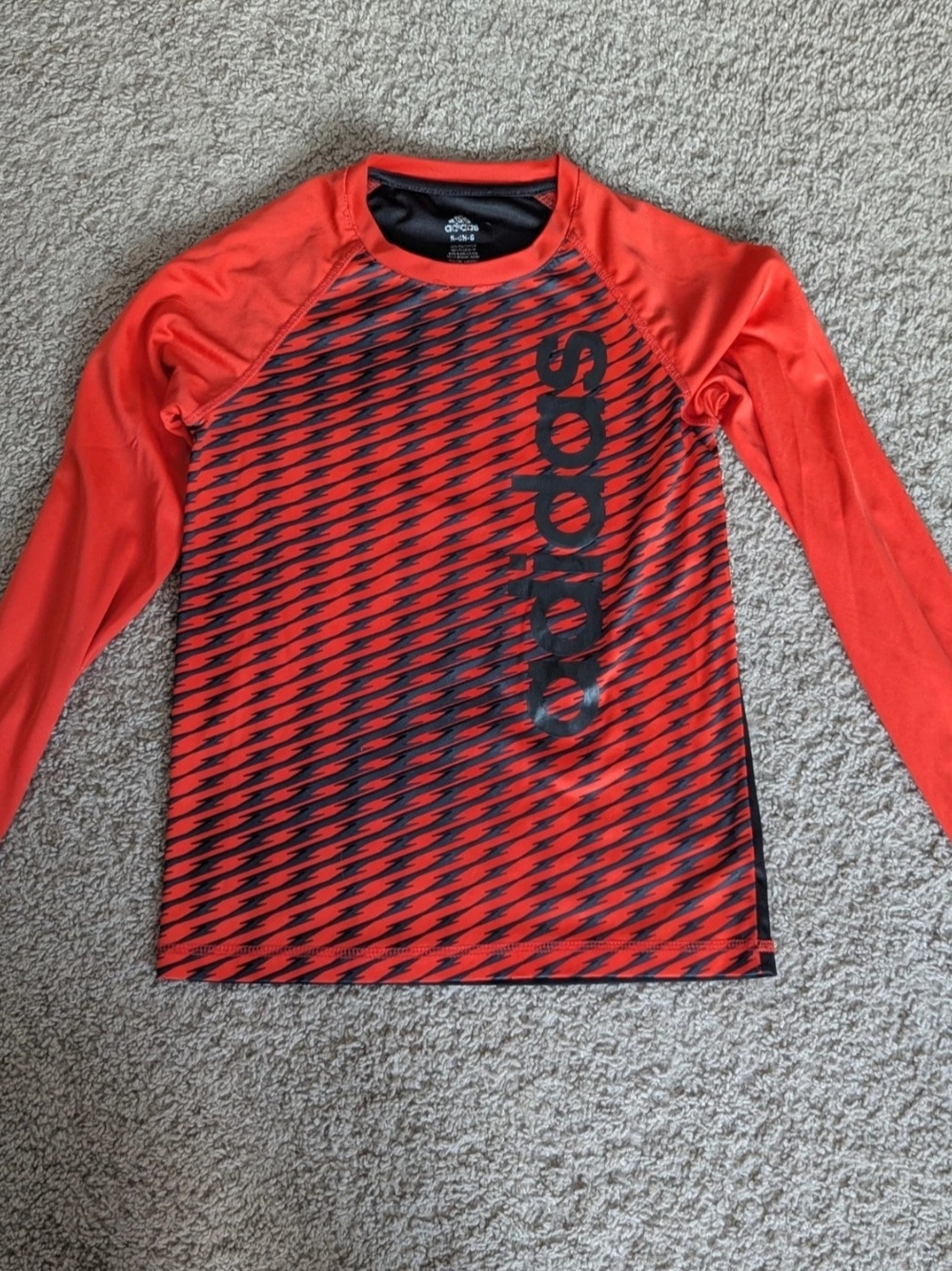Boys Adidas Long Sleeve Red And Black Shirt